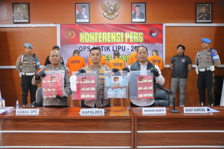 Polres Maros Ungkap 12 Kasus Narkoba dalam Operasi Antik 2025, 18 Tersangka Diamankan