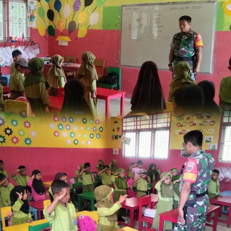 Babinsa Lino Tanamkan Disiplin dan Cinta Tanah Air Sejak Dini di TK Pertiwi Nusantara