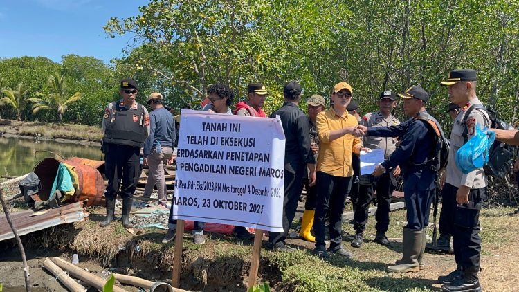 Eksekusi Lahan Empang di Maros Dikawal Aparat, Situasi Aman dan Terkendali