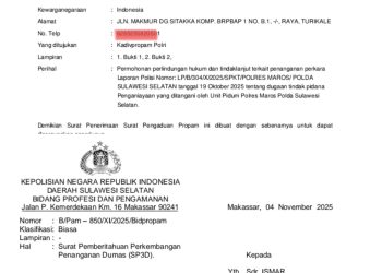 Propam Polda Sulsel Tindaklanjuti Aduan LIDIK PRO Maros Terkait Dugaan Pelanggaran Penanganan Kasus Penganiayaan