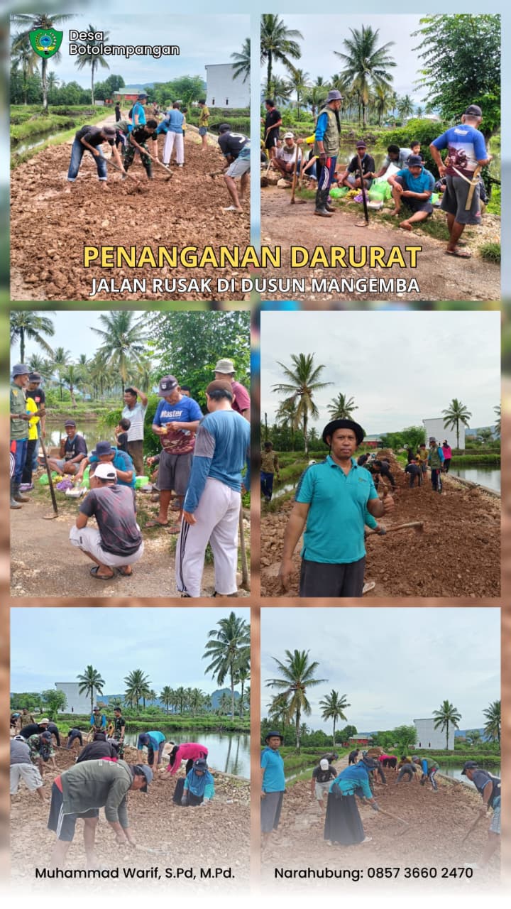 Warga Botolempangan Lakukan Penanganan Darurat Jalan Rusak, Harap Pemkab Maros Turun Tangan